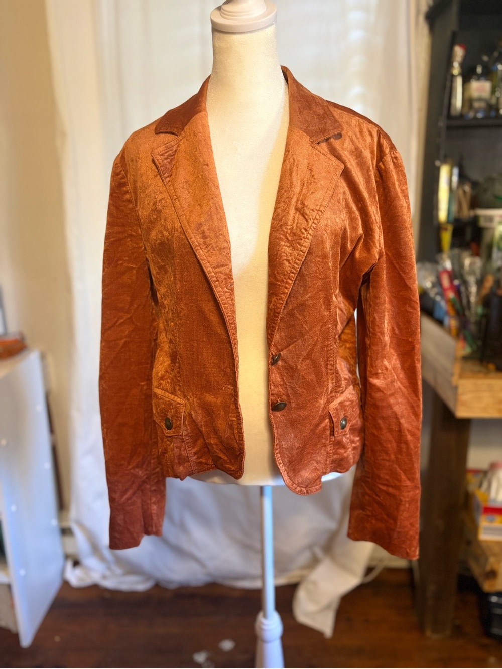 Motivi Rust Brown Velvet Blazer Jacket